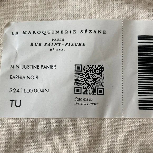 Sezane Mini Justine Basket Bag in Black with Brown Leather Trim - Picture 6 of 7